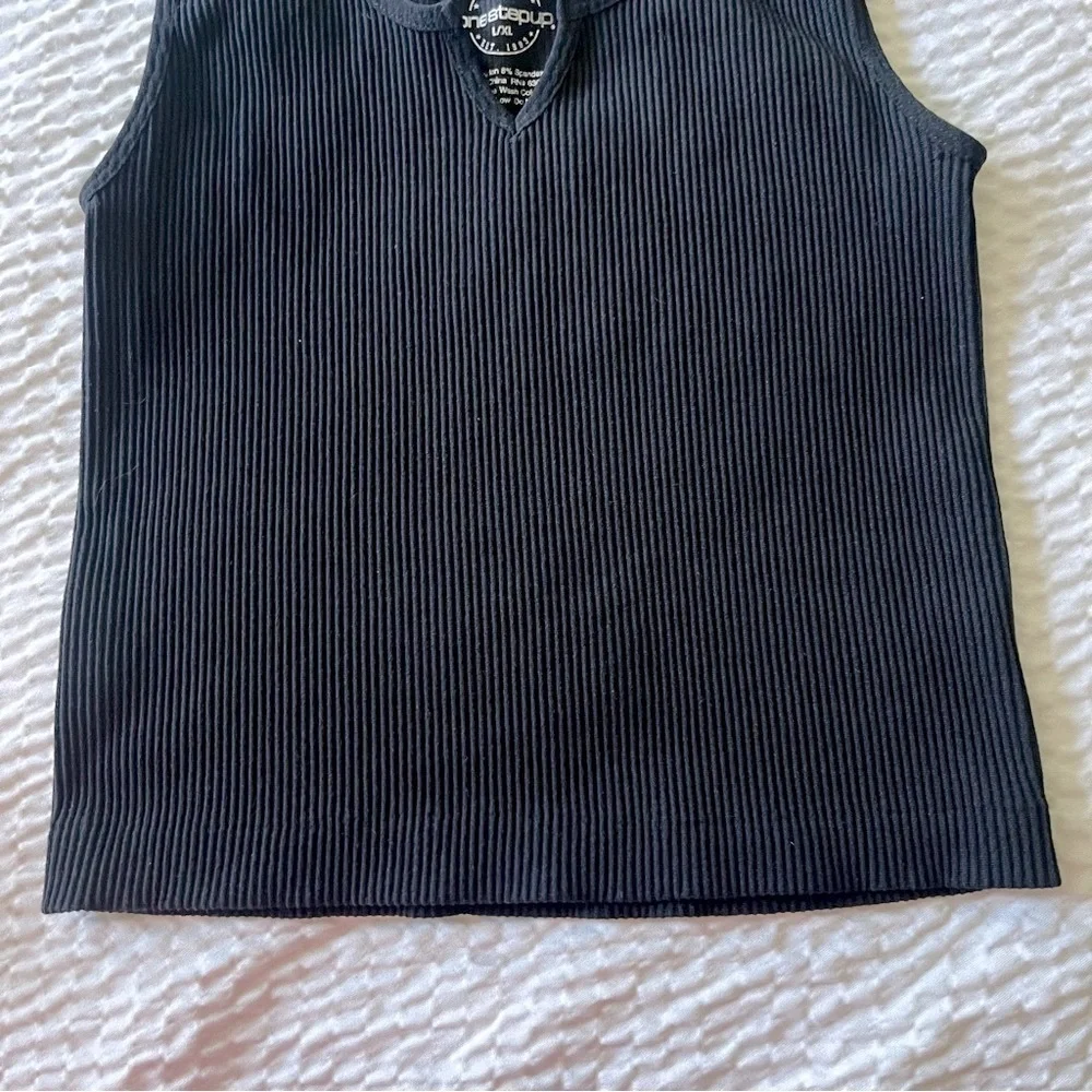One Step Up Vintage Style Crop Top Juniors Black Size L/XL